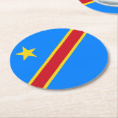 Dessous-de-verre Rond En Papier Drapeau du Congo Kinshasa (Incliné)