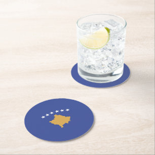 Dessous-de-verre Rond En Papier drapeau du Kosovo