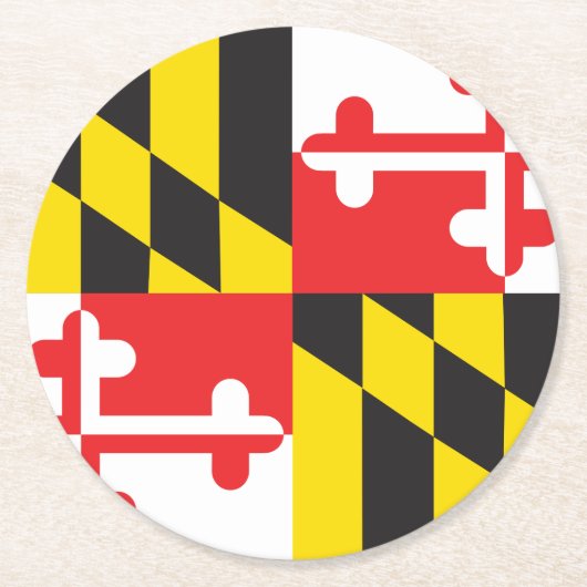 Dessous-de-verre Rond En Papier Drapeau du Maryland (Devant)