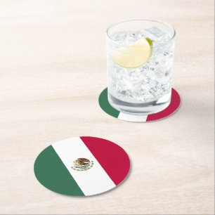 Dessous-de-verre Rond En Papier Drapeau du Mexique