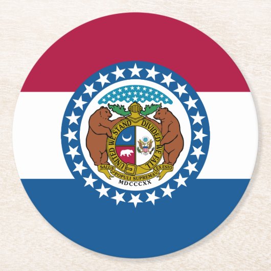 Dessous-de-verre Rond En Papier Drapeau du Missouri (Devant)