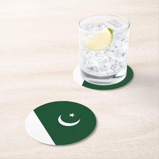Dessous-de-verre Rond En Papier Drapeau du Pakistan (En situation)