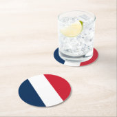 Dessous-de-verre Rond En Papier Drapeau français (En situation)