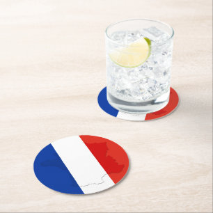 Dessous-de-verre Rond En Papier drapeau français