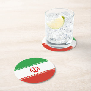 Dessous-de-verre Rond En Papier Drapeau iranien