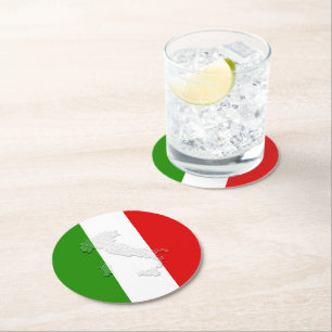 Dessous-de-verre Rond En Papier Drapeau italien