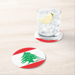 Dessous-de-verre Rond En Papier Drapeau libanais et Moyen-Orient - Liban / fans sp