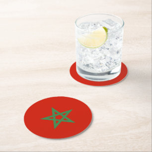Dessous-de-verre Rond En Papier drapeau marocain