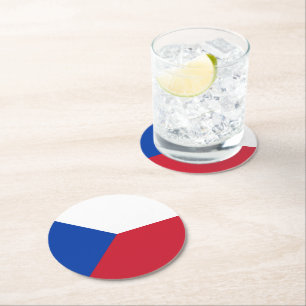 Dessous-de-verre Rond En Papier Drapeau République tchèque