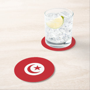 Dessous-de-verre Rond En Papier Drapeau tunisien