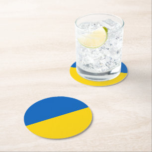 Dessous-de-verre Rond En Papier Drapeau ukrainien