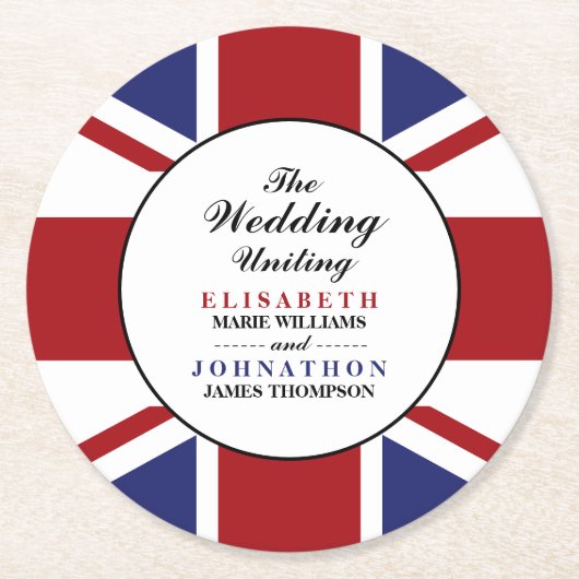 Dessous-de-verre Rond En Papier Drapeau Union Jack Mariage britannique (Devant)