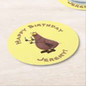 Dessous-de-verre Rond En Papier Drôle affamé pulette affamée dessin animé (Incliné)