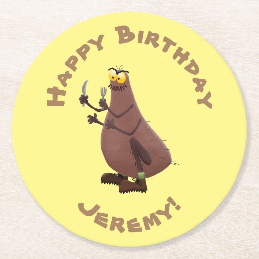 Dessous-de-verre Rond En Papier Drôle affamé pulette affamée dessin animé (Devant)