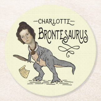 Dessous-de-verre Rond En Papier Drôle Charlotte Bronte Saurus Dinosaur Lecteur de