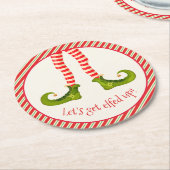 Dessous-de-verre Rond En Papier Drôle Jolly Noël Elf Legs (Incliné)