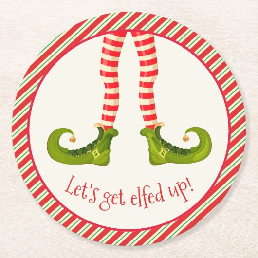 Dessous-de-verre Rond En Papier Drôle Jolly Noël Elf Legs (Devant)