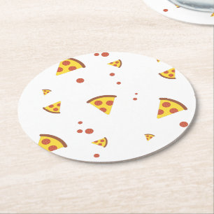 Dessous-de-verre Rond En Papier Drôle Motif Minimaliste de Pizza Pepperoni Rétro