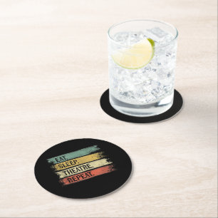 Dessous-de-verre Rond En Papier Eat Sleep Theatre Repeat Theater Tech Toxits