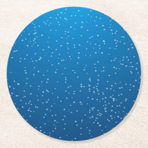 Dessous-de-verre Rond En Papier Eau Bleue Profonde Et Petites Bulles