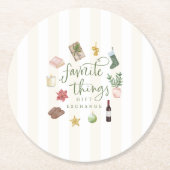 Dessous-de-verre Rond En Papier Échange de cadeaux de Noël (Devant)