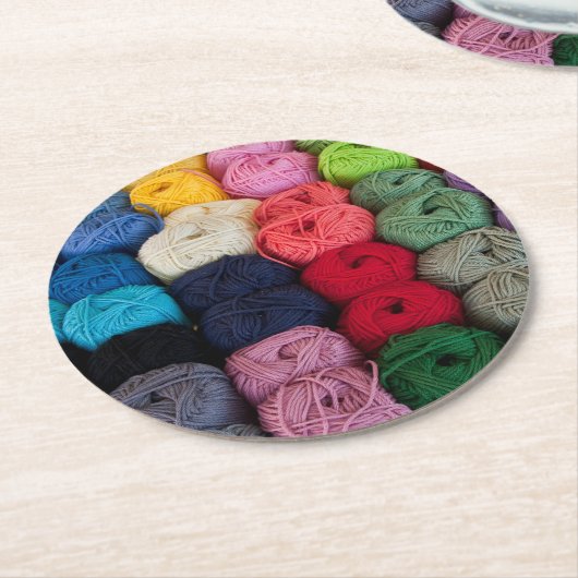 Dessous-de-verre Rond En Papier Écheveaux de fil (Incliné)