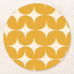 Dessous-de-verre Rond En Papier Éclats de étoile beige Modernes du Milieu du Siècl