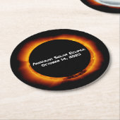 Dessous-de-verre Rond En Papier Éclipse solaire annuelle 2023 (Incliné)