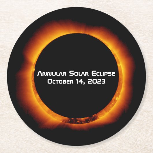 Dessous-de-verre Rond En Papier Éclipse solaire annuelle 2023 (Devant)
