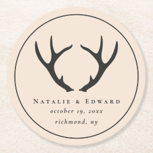 Dessous-de-verre Rond En Papier Économies rustiques d'andouiller la date