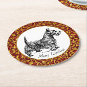 Dessous-de-verre Rond En Papier Écossais Terrier (Incliné)