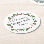Dessous-de-verre Rond En Papier Écriture chrétienne de Noël (Incliné)