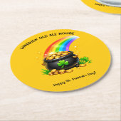 Dessous-de-verre Rond En Papier Editable Pot of Gold St Patricks Day (Incliné)