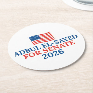 Dessous-de-verre Rond En Papier Élection du parti d'Abdul El-Sayed au Sénat 2026