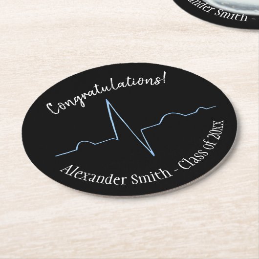 Dessous-de-verre Rond En Papier Électrocardiogramme (Incliné)