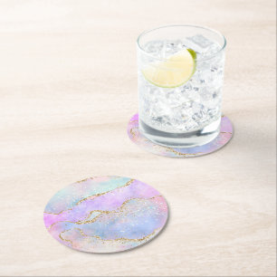 Dessous-de-verre Rond En Papier Élégant Agate Luxe Superbe aquarelle de Pâque