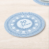 Dessous-de-verre Rond En Papier Elégant anniversaire grec ou romain avec des coule (Incliné)