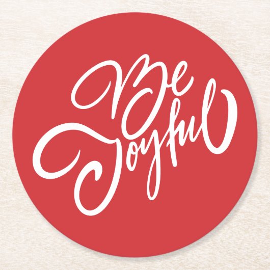 Dessous-de-verre Rond En Papier Elégant Be Joyful Holiday Design (Devant)