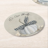 Dessous-de-verre Rond En Papier Elégant Citrouille blanc automne automne Thanksgiv (Incliné)