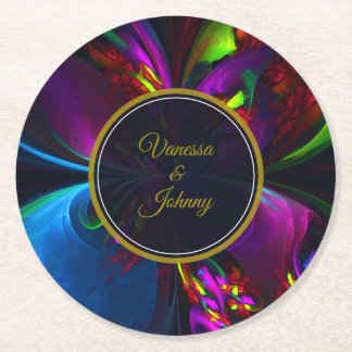 Dessous-de-verre Rond En Papier Elegant Classic Modern Floral Pattern #902 Wedding