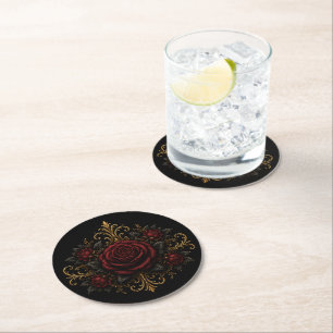 Dessous-de-verre Rond En Papier Élégant Dessous de Verre de Mariage Gothique Sombr