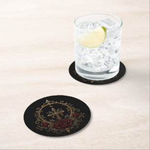 Dessous-de-verre Rond En Papier Élégant Dessous de Verre de Mariage Gothique Sombr
