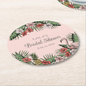Dessous-de-verre Rond En Papier Elégant Flamant rose tropical et Fête des mariées (Incliné)