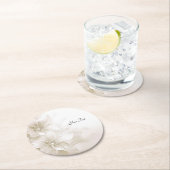 Dessous-de-verre Rond En Papier Elegant Ivory White Flowers Paper Coaster (En situation)