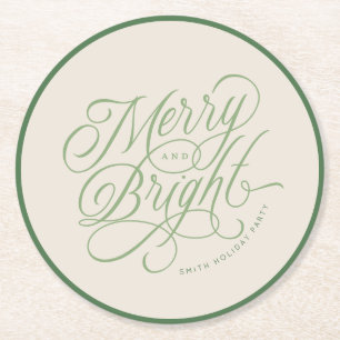 Dessous-de-verre Rond En Papier Elegant Joyeux et Bright script vacances personnal