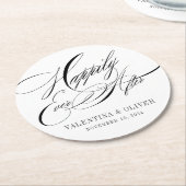 Dessous-de-verre Rond En Papier Élégant Joyeux Jamais Après Mariage (Incliné)