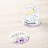 Dessous-de-verre Rond En Papier Élégant Lavender Aquarelle Floral Bouquet Mariage (En situation)