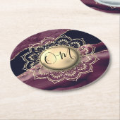 Dessous-de-verre Rond En Papier Élégant marbre OM Mandala (Incliné)