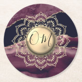 Dessous-de-verre Rond En Papier Élégant marbre OM Mandala (Devant)