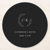 Dessous-de-verre Rond En Papier Élégant Mariage Monogramme (Devant)